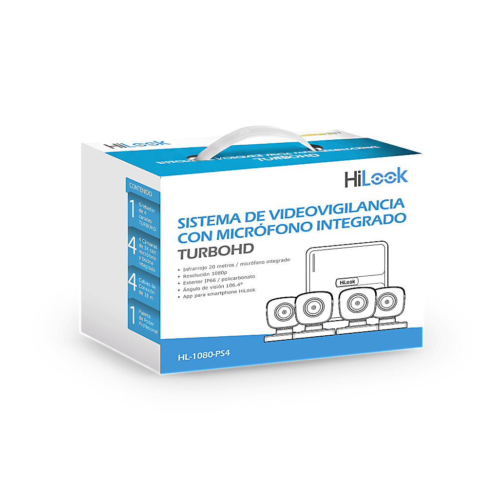 Kit de Videovigilancia TurboHD 1080p Lite con Micrófono Integrado (4 Cámaras + DVR 4 Canales) HIKLOOK by HIKVISION